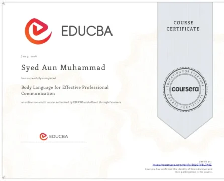 Body Language for Effective Professional Communication — EDUCBA · Coursera