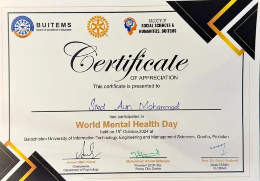 World Mental Health Day — BUITEMS · Rotary Club